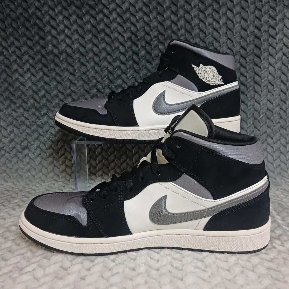 Nike Air Jordan 1 SE Mid Men's Basketball Shoes Satin Smoke Grey Sneakers Sz 9.5